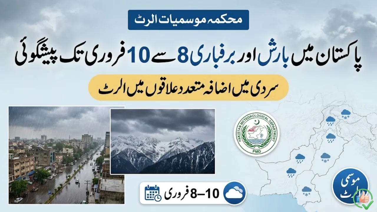PMD Forecasts Rain and Snow Across Pakistan from February 8 to 10