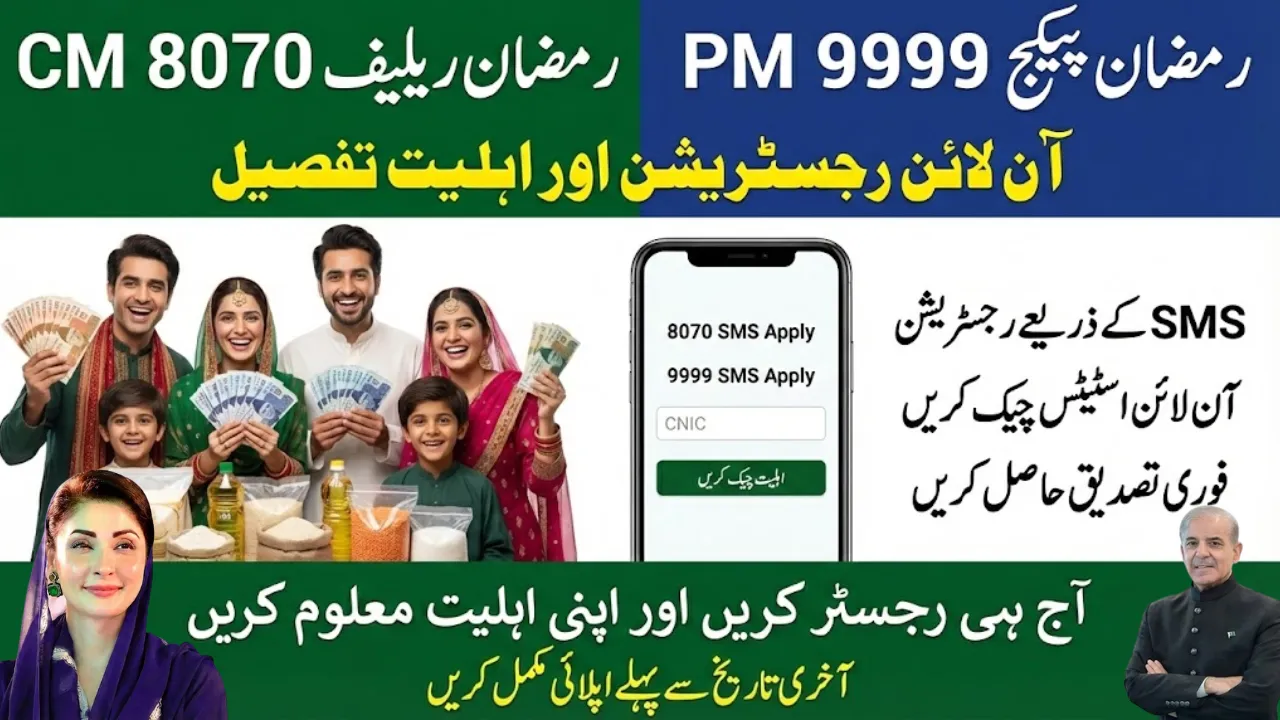 Register for CM 8070 and PM 9999 Ramzan Relief Package Online Eligibility Details